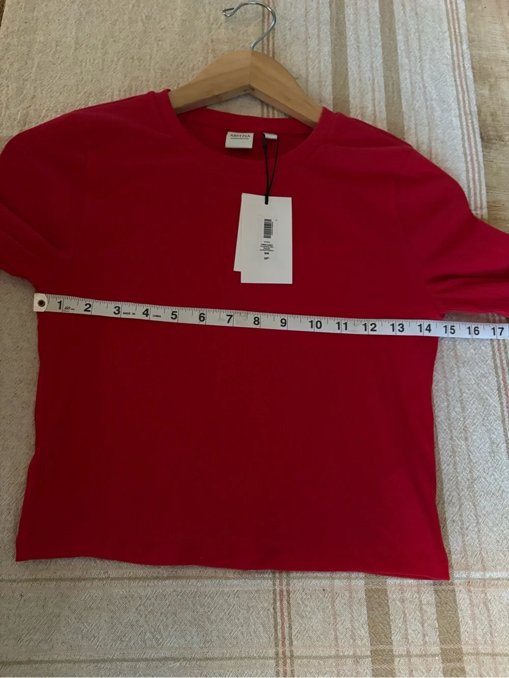 NWT Aritzia HomeStretch Rib Crew Waist Longsleeve Flashing Red Size Medium